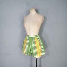 Load image into Gallery viewer, 50s 60s GREEN WHITE AND ORANGE STRIPED SHORT SHORTS - 25"
