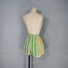 Load image into Gallery viewer, 50s 60s GREEN WHITE AND ORANGE STRIPED SHORT SHORTS - 25"