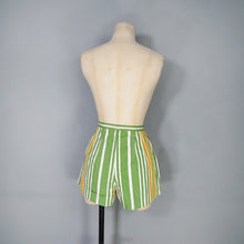 Load image into Gallery viewer, 50s 60s GREEN WHITE AND ORANGE STRIPED SHORT SHORTS - 25"