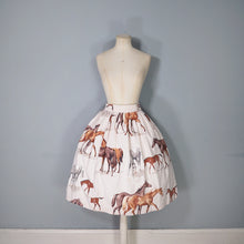 Load image into Gallery viewer, 60s JOHN TRAVERS BIG HORSE PRINT THICK COTTON FULL SKIRT - 27-28&quot;