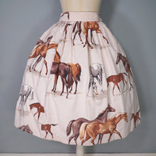 Load image into Gallery viewer, 60s JOHN TRAVERS BIG HORSE PRINT THICK COTTON FULL SKIRT - 27-28&quot;