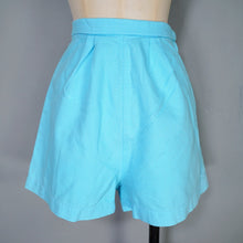 Load image into Gallery viewer, 50s 60s MINT PASTEL BLUE HIGH WAISTED SHORT SHORTS - 27.5"