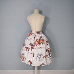 60s JOHN TRAVERS BIG HORSE PRINT THICK COTTON FULL SKIRT - 27-28"