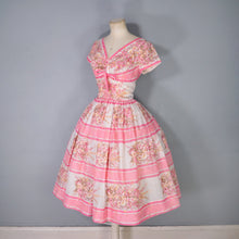 Load image into Gallery viewer, LATE 50s PINK HORROCKSES FASHIONS FLORAL FULL SKIRTED DRESS - XS-S