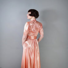 Load image into Gallery viewer, 40s BLUSH PINK SATIN ZIP FRONT LONG LOUNGEWEAR ROBE DRESS - S