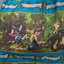 Load image into Gallery viewer, ROCOCO NOVELTY PRINT BLUE GREEN 50s FULL SKIRT - 26&quot;