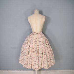50s NOVELTY ATOMIC MELON AND APPLE PRINT PASTEL FULL SKIRT - 25"