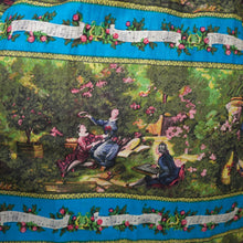 Load image into Gallery viewer, ROCOCO NOVELTY PRINT BLUE GREEN 50s FULL SKIRT - 26&quot;