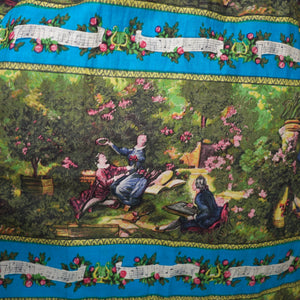 ROCOCO NOVELTY PRINT BLUE GREEN 50s FULL SKIRT - 26"