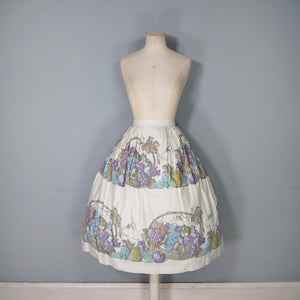 50s FRUIT BASKET NOVELTY HARVEST PRINT FULL COTTON SWING SKIRT - 29"