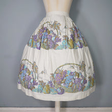 Load image into Gallery viewer, 50s FRUIT BASKET NOVELTY HARVEST PRINT FULL COTTON SWING SKIRT - 29&quot;
