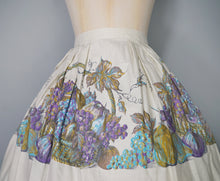 Load image into Gallery viewer, 50s FRUIT BASKET NOVELTY HARVEST PRINT FULL COTTON SWING SKIRT - 29&quot;