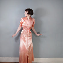 Load image into Gallery viewer, 40s BLUSH PINK SATIN ZIP FRONT LONG LOUNGEWEAR ROBE DRESS - S