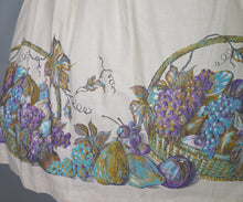 Load image into Gallery viewer, 50s FRUIT BASKET NOVELTY HARVEST PRINT FULL COTTON SWING SKIRT - 29&quot;