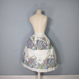 50s FRUIT BASKET NOVELTY HARVEST PRINT FULL COTTON SWING SKIRT - 29"