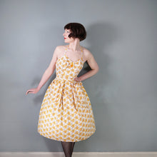 Load image into Gallery viewer, 50s YELLOW PRINTED FULL SKIRT AND BUSTIER TOP TWO PIECE SET - S