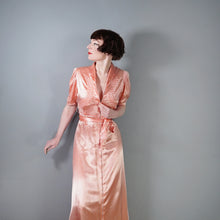 Load image into Gallery viewer, 40s BLUSH PINK SATIN ZIP FRONT LONG LOUNGEWEAR ROBE DRESS - S