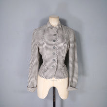 Load image into Gallery viewer, 50s BOBBIE BROOKS LIGHTWEIGHT CREAM AND GREY CHECK FITTED SUMMER JACKET - XS-S