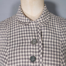 Load image into Gallery viewer, 50s BOBBIE BROOKS LIGHTWEIGHT CREAM AND GREY CHECK FITTED SUMMER JACKET - XS-S