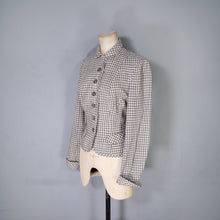 Load image into Gallery viewer, 50s BOBBIE BROOKS LIGHTWEIGHT CREAM AND GREY CHECK FITTED SUMMER JACKET - XS-S