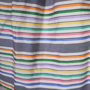 GREY AND WHITE RAINBOW STRIPE 50s COTTON DAY DRESS - S