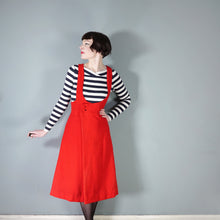 Load image into Gallery viewer, 60s / 70s RED WOOL A-LINE PINAFORE MOD SKIRT DRESS - L