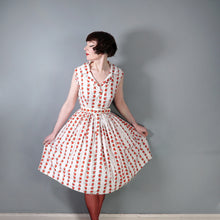 Load image into Gallery viewer, 50s SAMBO FASHIONS STEMMED RED ROSE COTTON SHIRT DRESS WITH BELT - S
