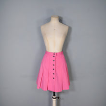 Load image into Gallery viewer, 60s CANDY PINK PLEATED MINI BUTTON THROUGH SKIRT - 26&quot;