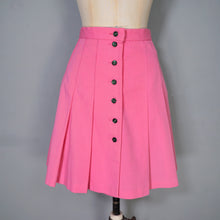 Load image into Gallery viewer, 60s CANDY PINK PLEATED MINI BUTTON THROUGH SKIRT - 26&quot;