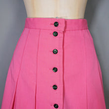 Load image into Gallery viewer, 60s CANDY PINK PLEATED MINI BUTTON THROUGH SKIRT - 26&quot;