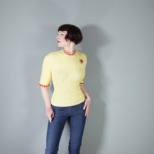 Load image into Gallery viewer, 40s style HANDKNITTED YELLOW ROSE FLORAL PATTERN JUMPER TOP - volup / xl