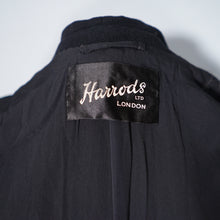 Load image into Gallery viewer, HARRODS BLACK 40s WOOL CREPE COAT WITH QUILT STITCHED SATIN PLACKET - S-M
