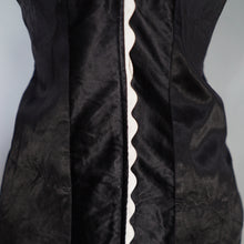 Load image into Gallery viewer, 40s 50s SHIRRED BLACK SATIN SWIMSUIT - L / volup