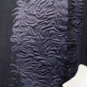 HARRODS BLACK 40s WOOL CREPE COAT WITH QUILT STITCHED SATIN PLACKET - S-M