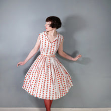 Load image into Gallery viewer, 50s SAMBO FASHIONS STEMMED RED ROSE COTTON SHIRT DRESS WITH BELT - S