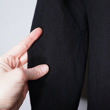 Load image into Gallery viewer, HARRODS BLACK 40s WOOL CREPE COAT WITH QUILT STITCHED SATIN PLACKET - S-M