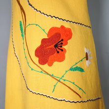 Load image into Gallery viewer, 60s EMBROIDERED YELLOW POPPY AND WHEAT GREEN WOVEN DRESS - XS