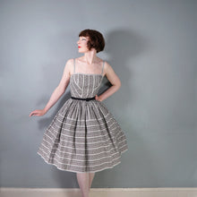 Load image into Gallery viewer, 50s HORROCKSES FASHIONS BLACK AND WHITE SUN DRESS AND BOLERO - S