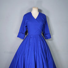 Load image into Gallery viewer, 80s DROOPY AND BROWNS / ANGELA HOLMES BLUE DRESS WITH FULL CIRCLE SWEEP - S