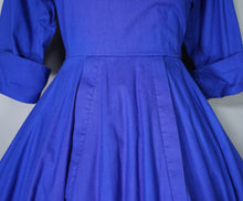 Load image into Gallery viewer, 80s DROOPY AND BROWNS / ANGELA HOLMES BLUE DRESS WITH FULL CIRCLE SWEEP - S
