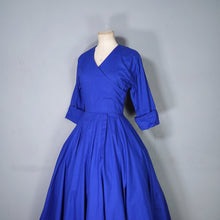 Load image into Gallery viewer, 80s DROOPY AND BROWNS / ANGELA HOLMES BLUE DRESS WITH FULL CIRCLE SWEEP - S