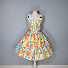 Load image into Gallery viewer, 50s 60s BLANES ADORABLE MULTI COLOURED STEMMED ROSE SUN DRESS - S
