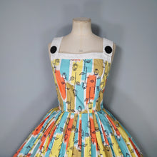 Load image into Gallery viewer, 50s 60s BLANES ADORABLE MULTI COLOURED STEMMED ROSE SUN DRESS - S