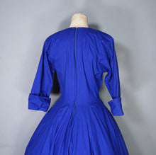 Load image into Gallery viewer, 80s DROOPY AND BROWNS / ANGELA HOLMES BLUE DRESS WITH FULL CIRCLE SWEEP - S