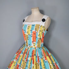 Load image into Gallery viewer, 50s 60s BLANES ADORABLE MULTI COLOURED STEMMED ROSE SUN DRESS - S