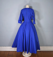 Load image into Gallery viewer, 80s DROOPY AND BROWNS / ANGELA HOLMES BLUE DRESS WITH FULL CIRCLE SWEEP - S