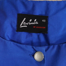 Load image into Gallery viewer, 50s 60s "LAVINIA" BOLD BLUE SHIRTWAISTER DAY DRESS WITH RIBBON TRIM - S