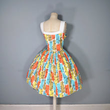 Load image into Gallery viewer, 50s 60s BLANES ADORABLE MULTI COLOURED STEMMED ROSE SUN DRESS - S
