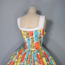 Load image into Gallery viewer, 50s 60s BLANES ADORABLE MULTI COLOURED STEMMED ROSE SUN DRESS - S