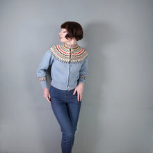 Load image into Gallery viewer, 60s 70s LIGHT BLUE WOOL NORWEGIAN / SCANDIC FAIRISLE CARDIGAN - S